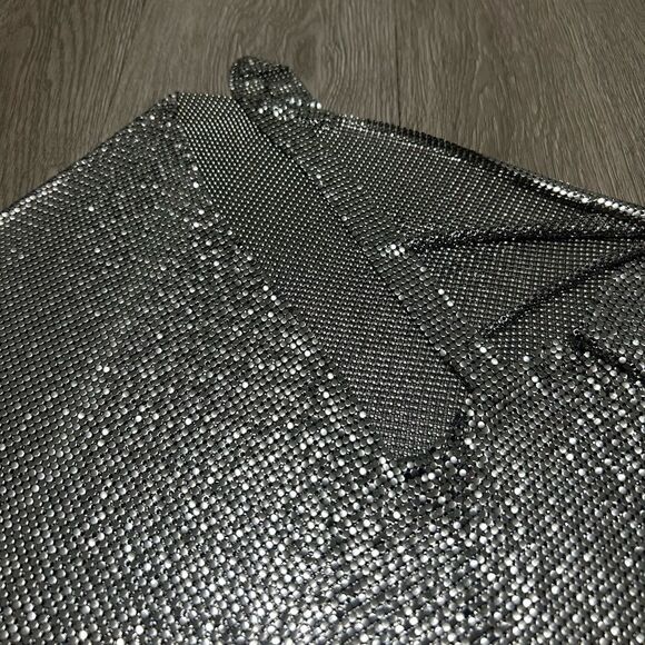 FANNIE SCHIAVONI Iza Skirt Silver Metal Mini size small NEW - Picture 9 of 9